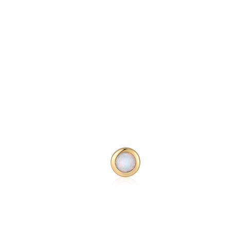 Gold Kyoto Opal Bezel Barbell Single Earring
